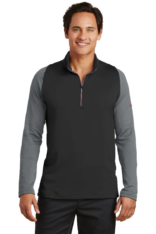 Nike Mens Dri-Fit Moisture Wicking 1/4 Zip Sweatshirt - Black/Dark Grey