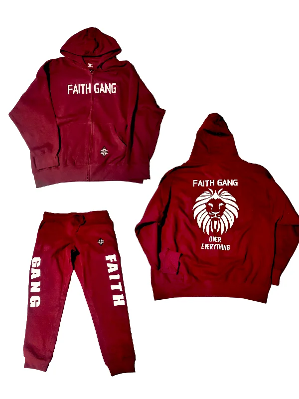 Faith Gang Over Everything Premium Zip Hoodie + Jogger Set (multiple color options)