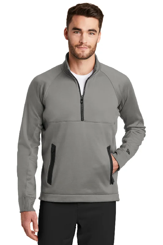 New Era Mens Venue Moisture Wicking Fleece 1/4 Zip Sweatshirt w/ Pockets - Shadow Grey - Closeout