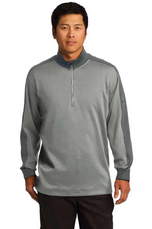 Nike Mens Dri-Fit Moisture Wicking 1/4 Zip Sweatshirt - Heather Grey/Dark Grey