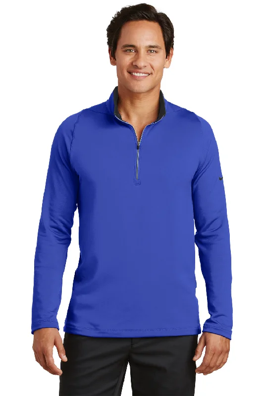 Nike Mens Dri-Fit Moisture Wicking 1/4 Zip Sweatshirt - Royal Blue/Black