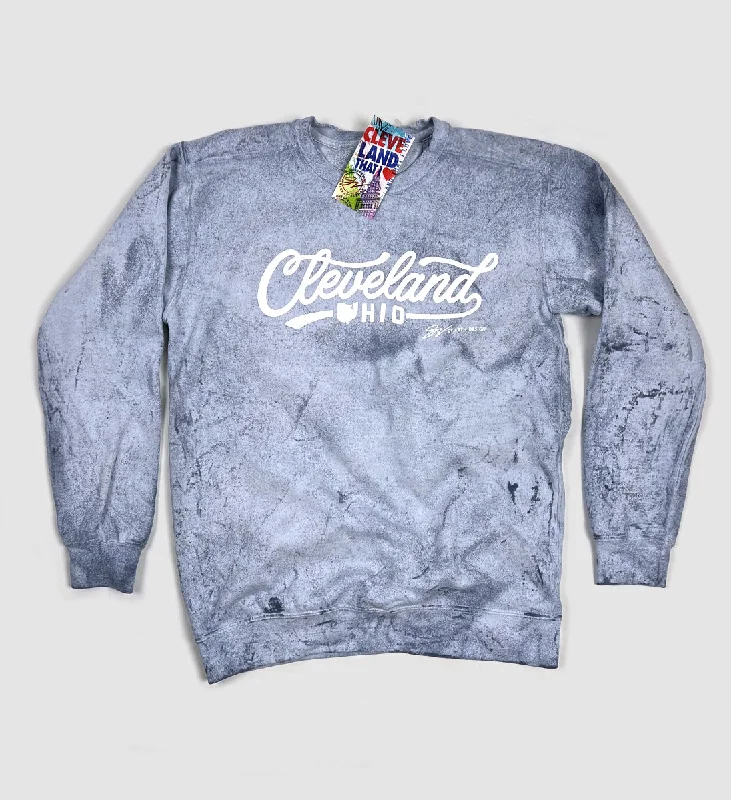 Cleveland Script Ocean Crew Neck Sweatshirt