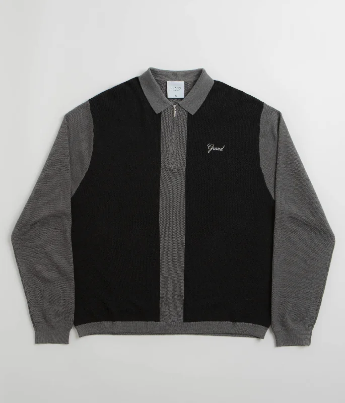 Grand Collection Knit 1/4 Zip Sweatshirt - Grey / Black