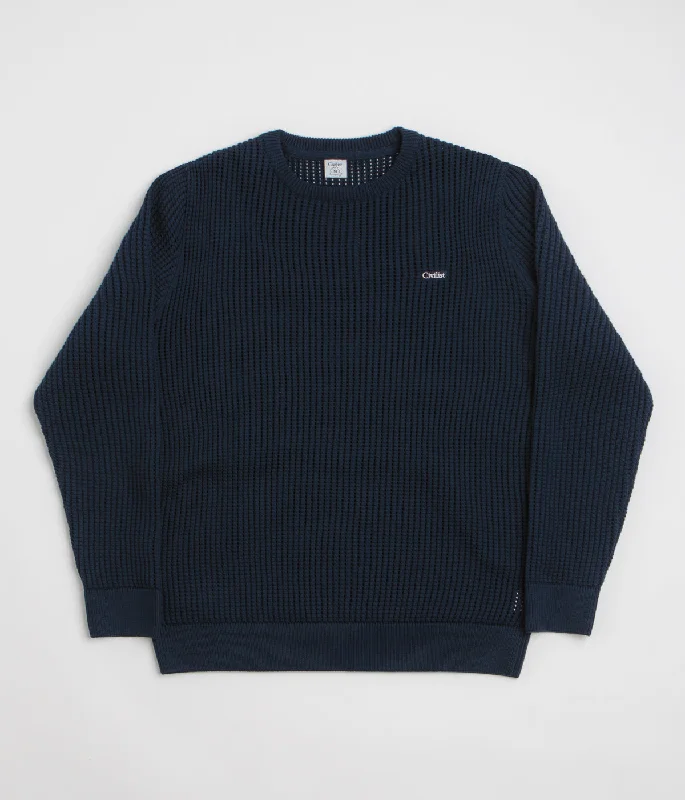 Civilist Loose Gauge Knit Sweatshirt - Navy