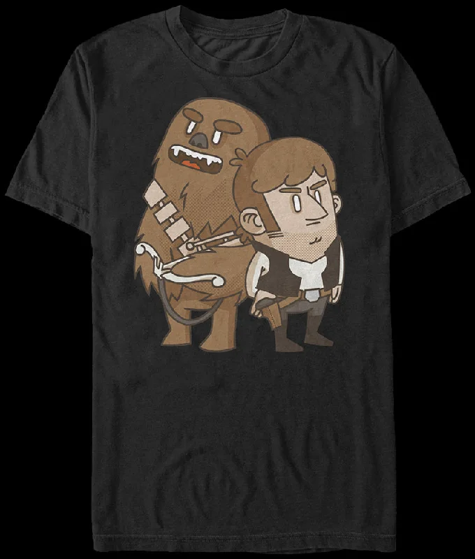 Cartoon Chewbacca Han Solo T-Shirt