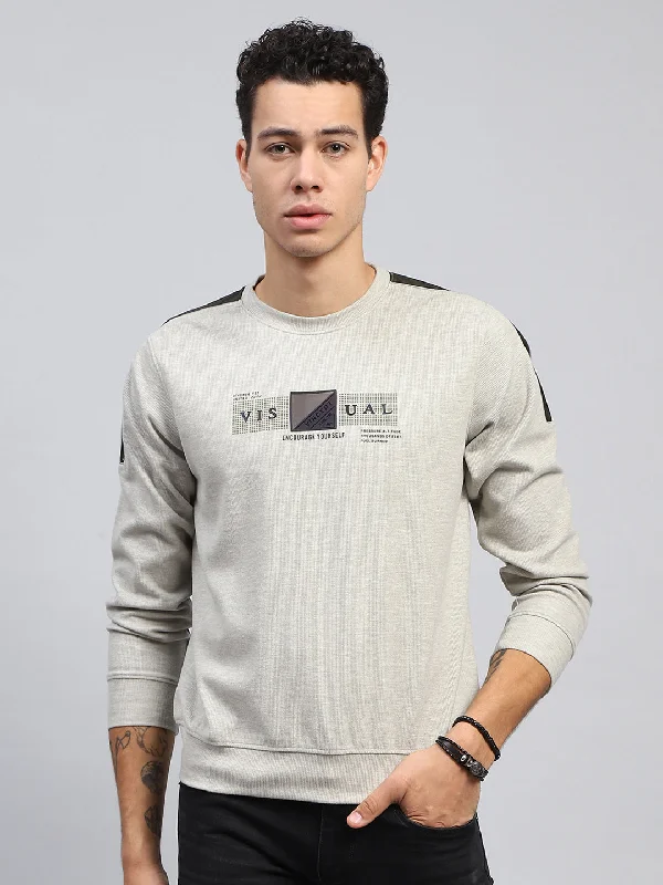 Men Green Printed Round Neck Full Sleeve Sweatshirt