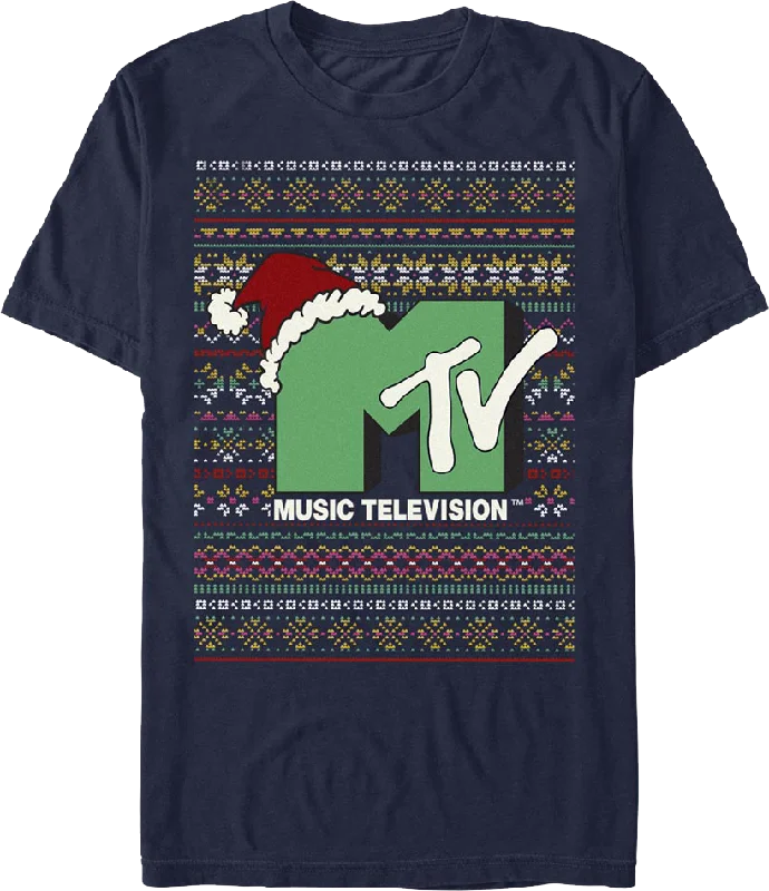 Logo Faux Ugly Christmas Sweater MTV T-Shirt