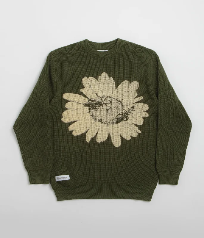 Butter Goods Sunflower Knit Sweatshirt - Army