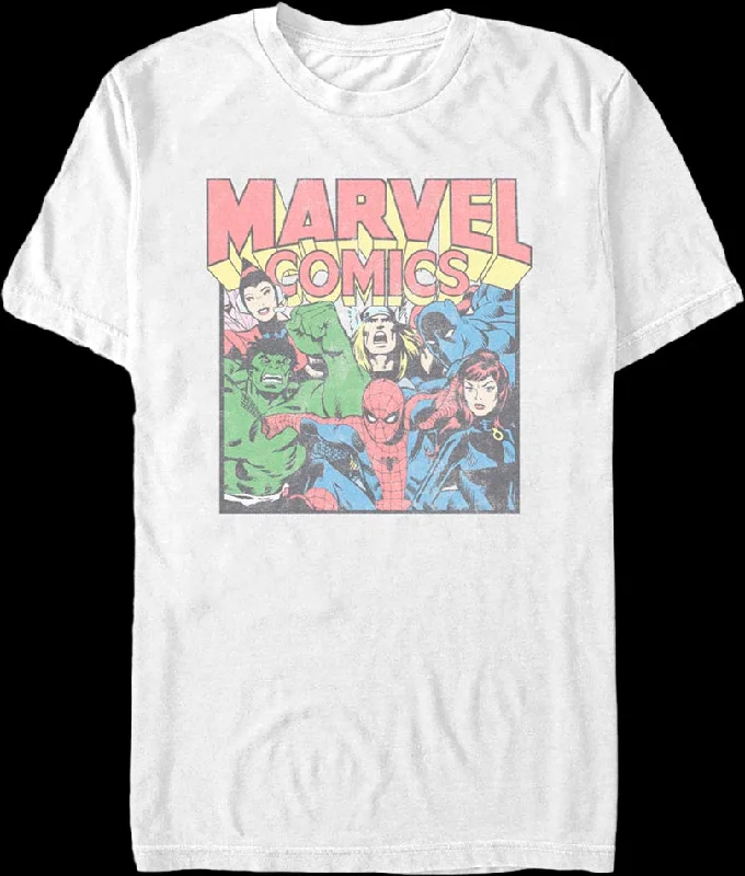 Vintage Heroes Collage Marvel Comics T-Shirt