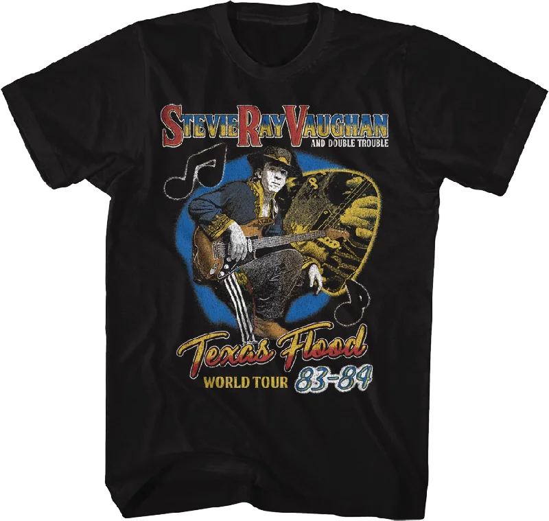 Front & Back Texas Flood World Tour Stevie Ray Vaughan T-Shirt