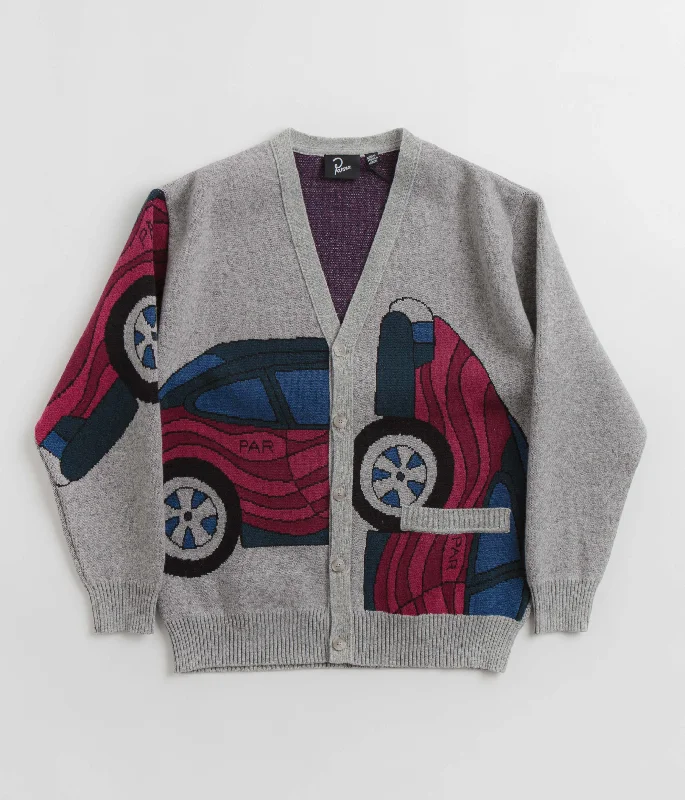 by Parra No Parking Knitted Cardigan - Grey Melange