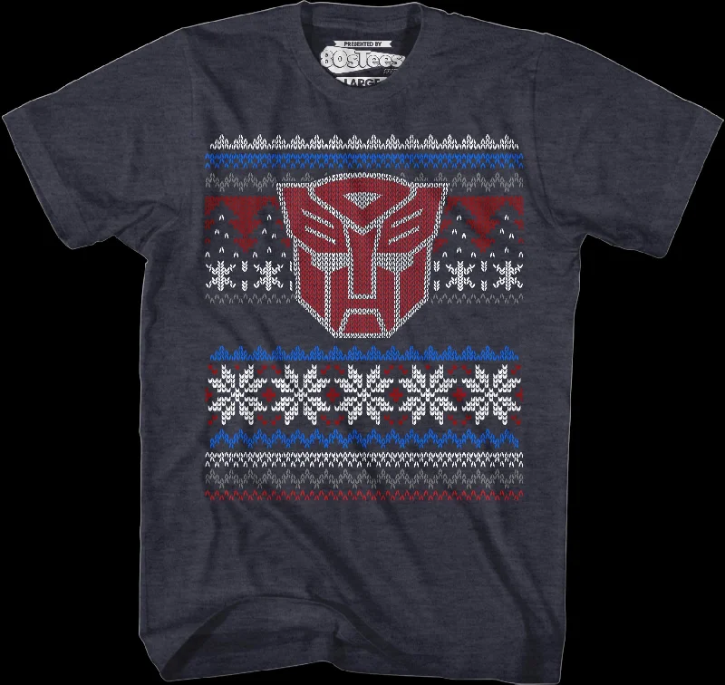 Autobot Faux Ugly Christmas Sweater Transformers T-Shirt