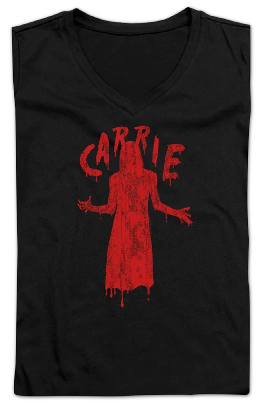 Ladies Dripping Blood Carrie V-Neck Shirt