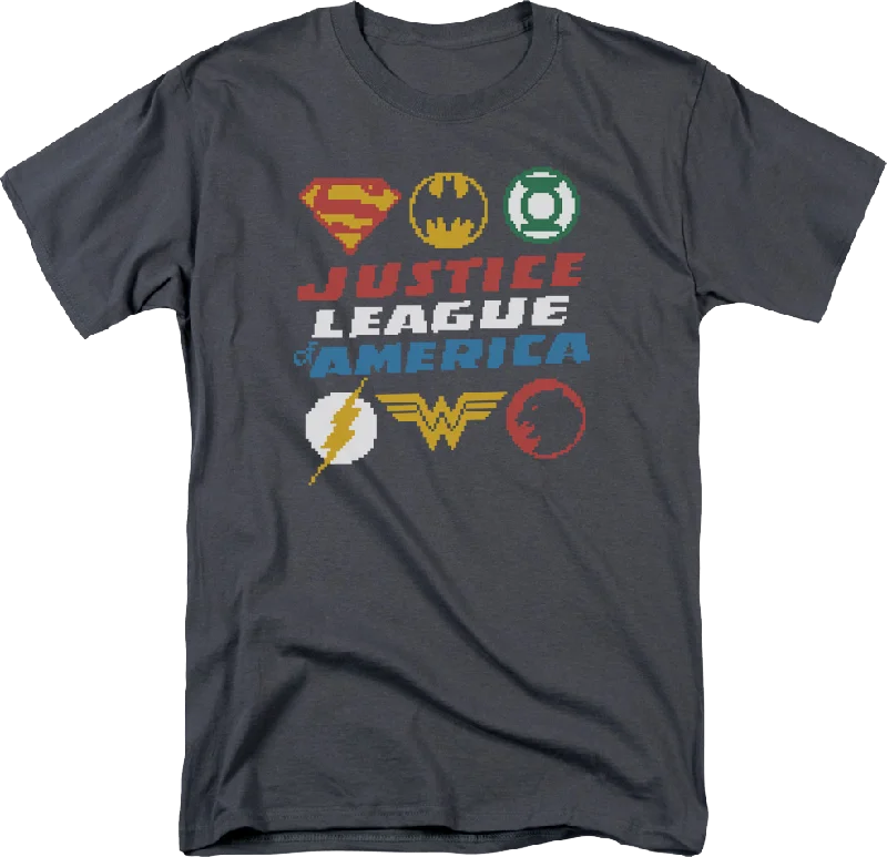 8-Bit Logos Justice League of America DC Comics T-Shirt