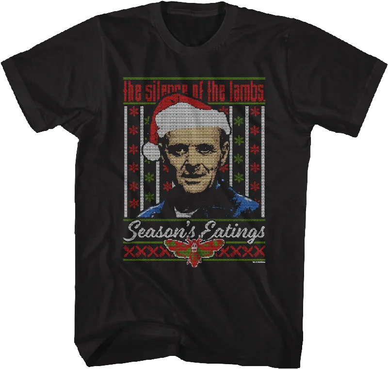 Season's Eatings Faux Ugly Xmas Sweater Silence of the Lambs T-Shirt