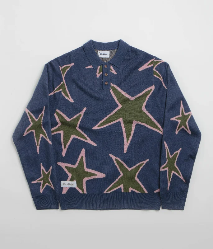 Butter Goods Star Polo Knit Sweatshirt - Prussian