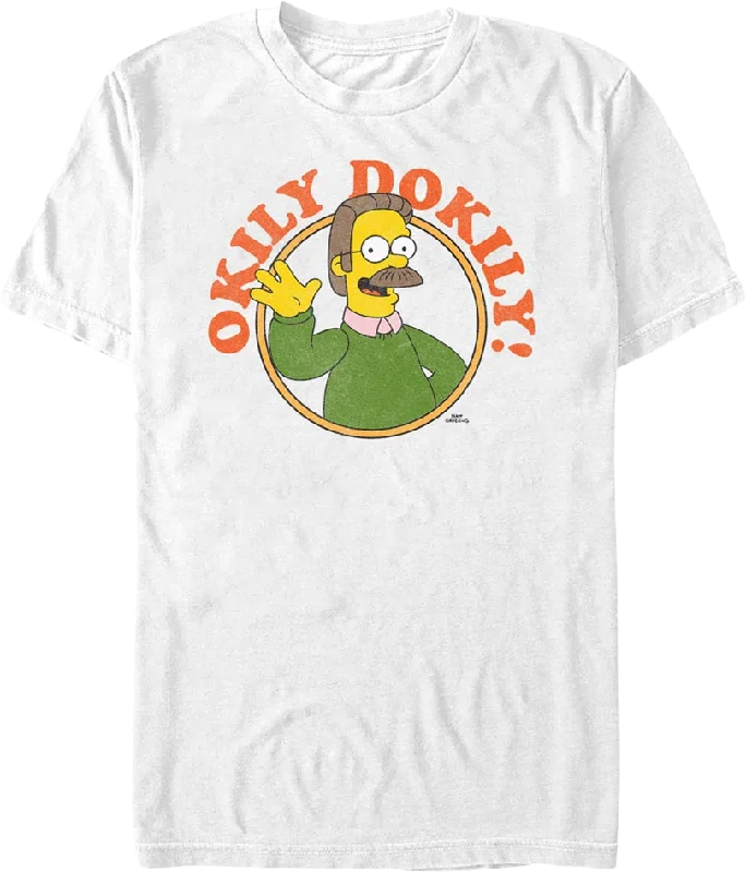 White Ned Flanders Okily Dokily Simpsons T-Shirt