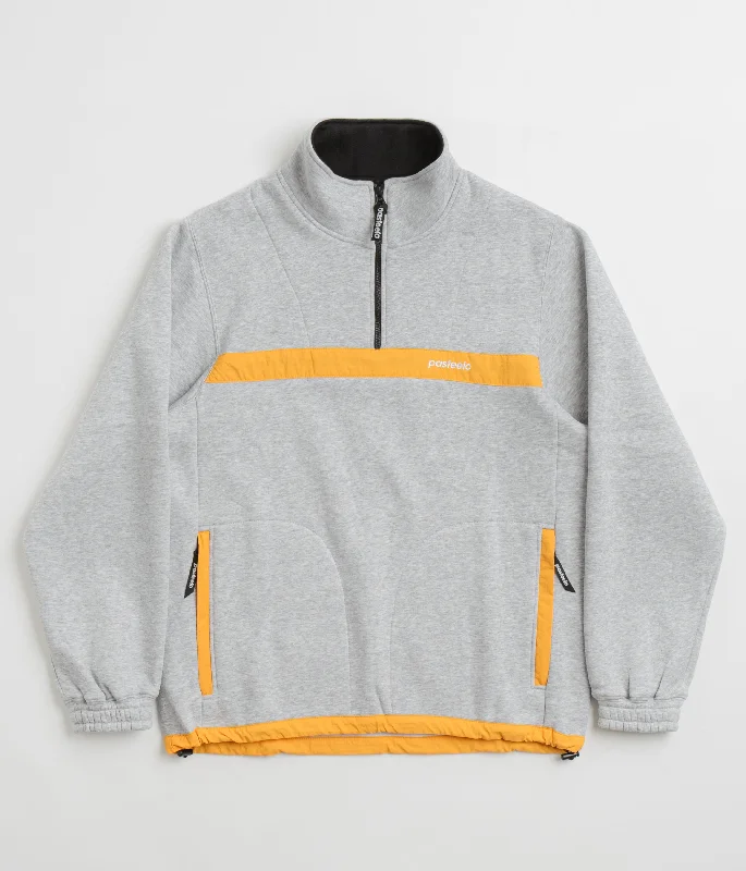 Pasteelo Contrast 1/4 Zip Sweatshirt - Heather Grey / Gold