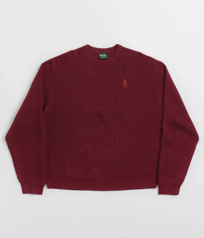 Pass Port Organic Cotton Waffle Knit Sweatshirt - Maroon