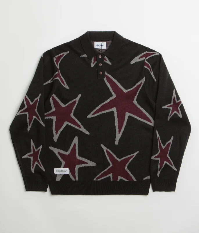 Butter Goods Star Polo Knit Sweatshirt - Black