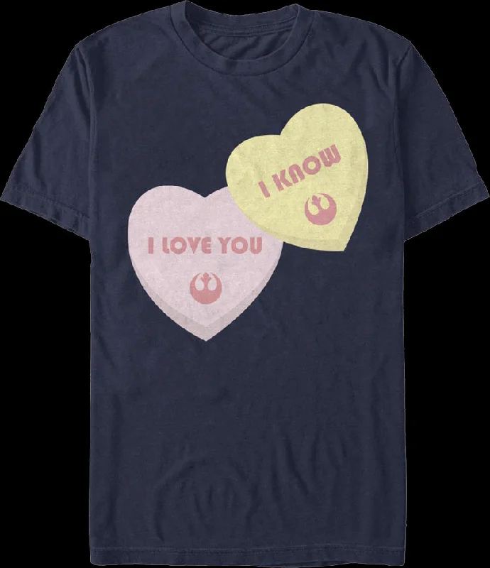 I Love You I Know Candy Hearts Star Wars T-Shirt