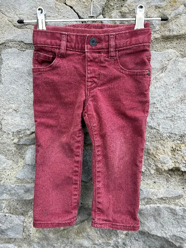 Maroon relaxed waist jeans 12m (80cm)