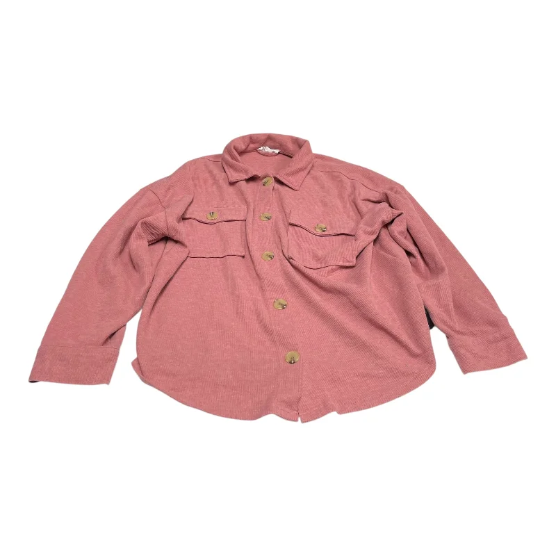 Jacket Shirt By Hippie Rose In Pink, Size: L