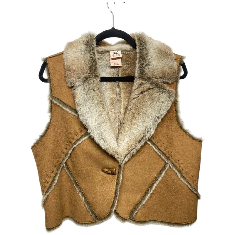 Vest Faux Fur & Sherpa By Faded Glory In Brown, Size: L