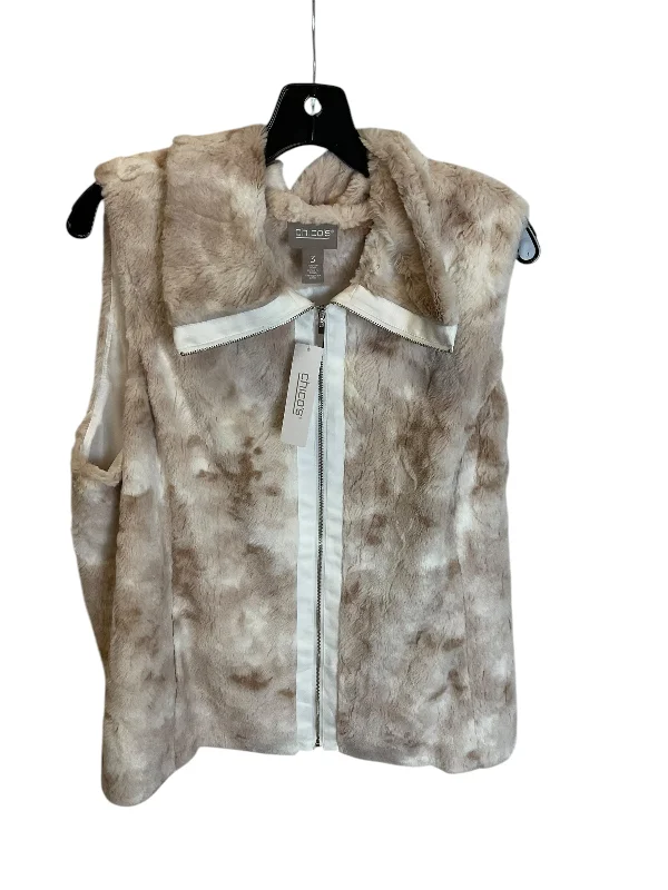 Vest Faux Fur & Sherpa By Chicos In Tan, Size: L