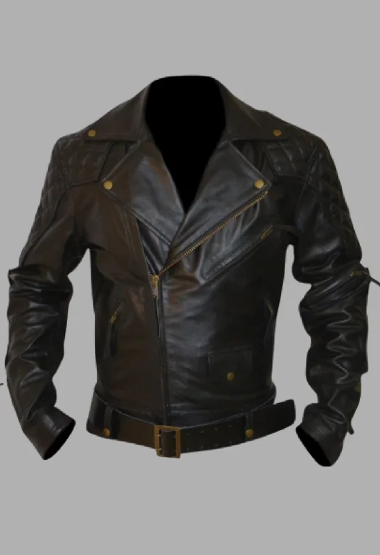 Columbia Motorbike Quilted Biker Leather Jacket Men's