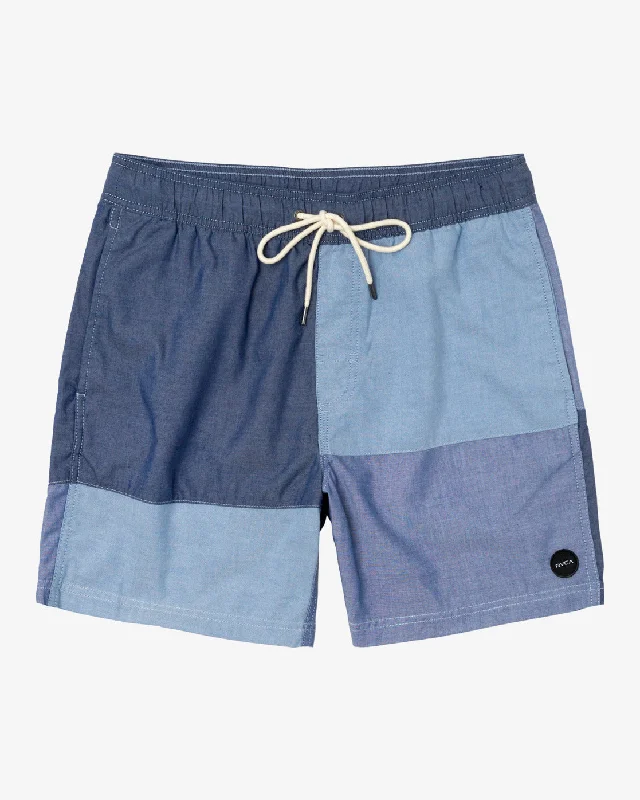 Patchwork Elastic 17" Elastic Shorts - Blue