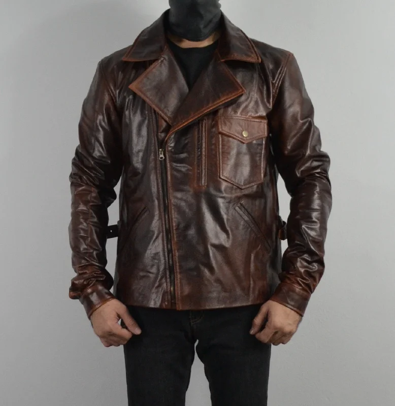 Escape Snake Plissken Antique Brown Biker Leather Jacket