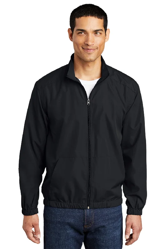 Port Authority Mens Essential Water Resistant Full Zip Jacket - Black