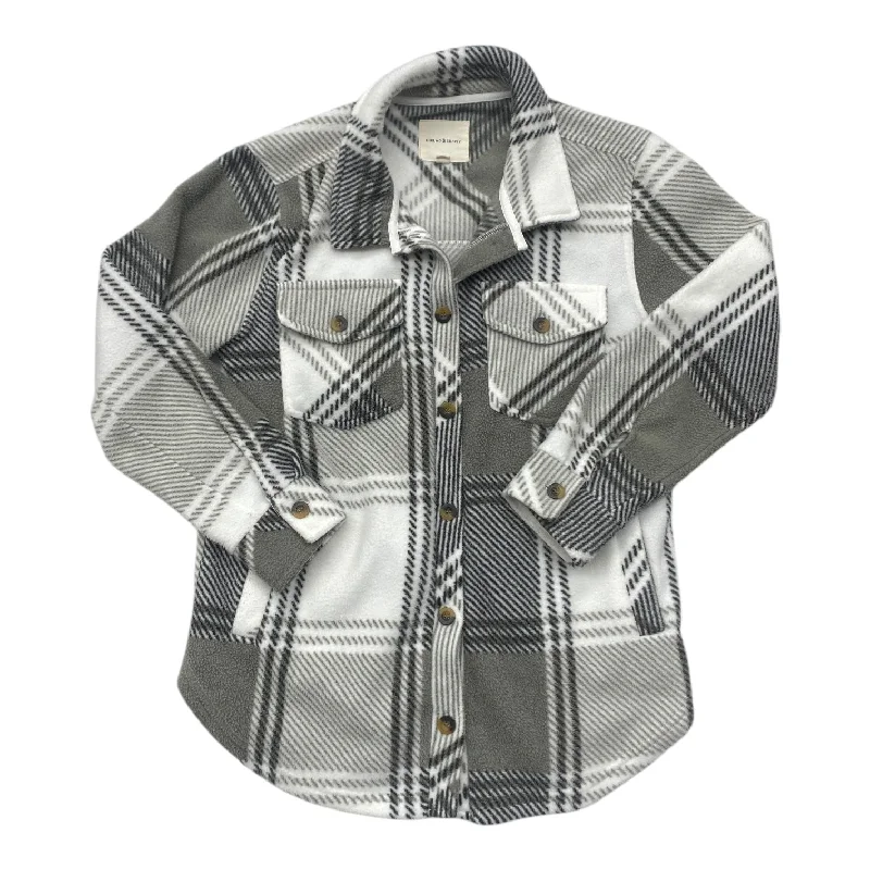 Jacket Fleece By Thread And Supply In Grey & White, Size: S