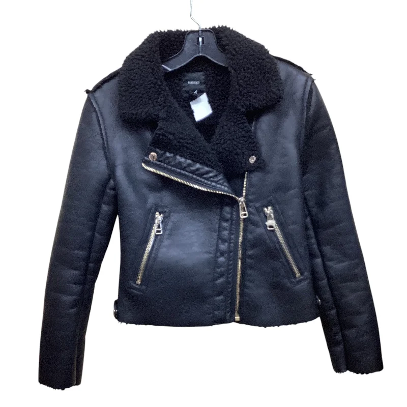 Jacket Moto Leather By Forever 21 In Black, Size: S