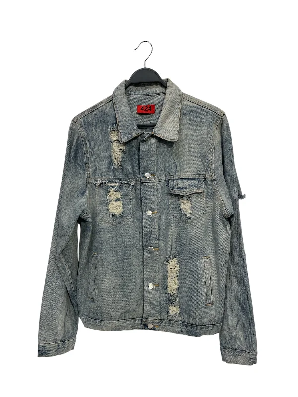 424(FourTwoFour)/Denim Jkt/Denim/BLU/DISTRESSED TRUCKER JACKET