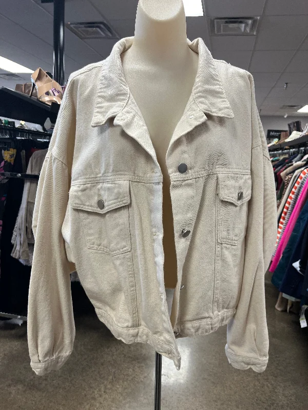 Jacket Denim By Andree By Unit In Cream, Size: L