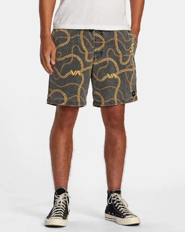 Escape Print 17" Shorts - Black/Gold