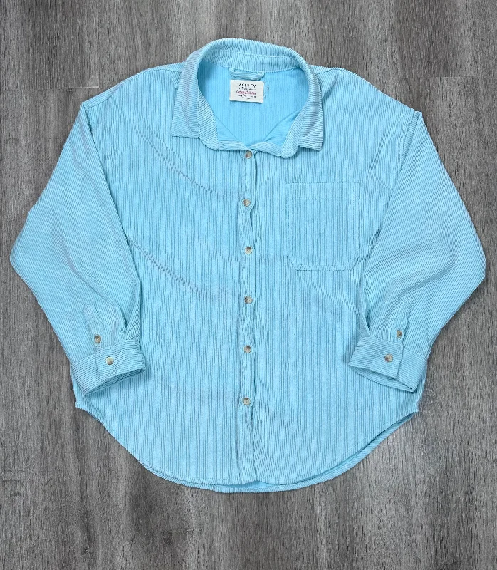 Jacket Shirt By Ashley In Aqua, Size: L