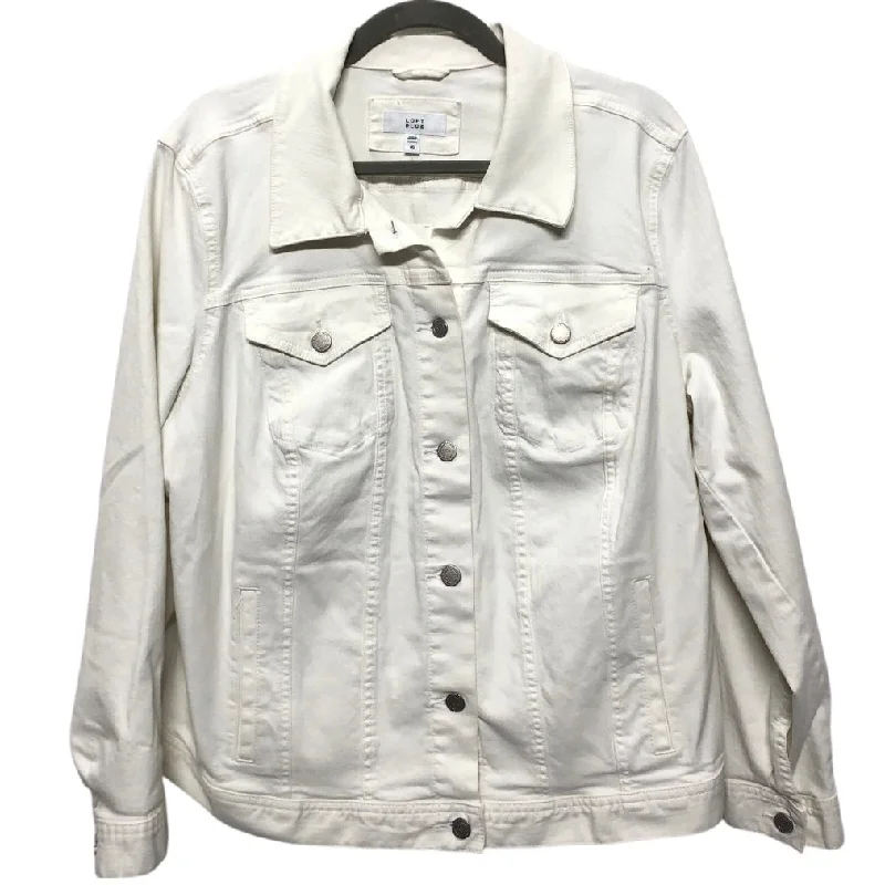 Jacket Denim By Loft In White Denim, Size:16