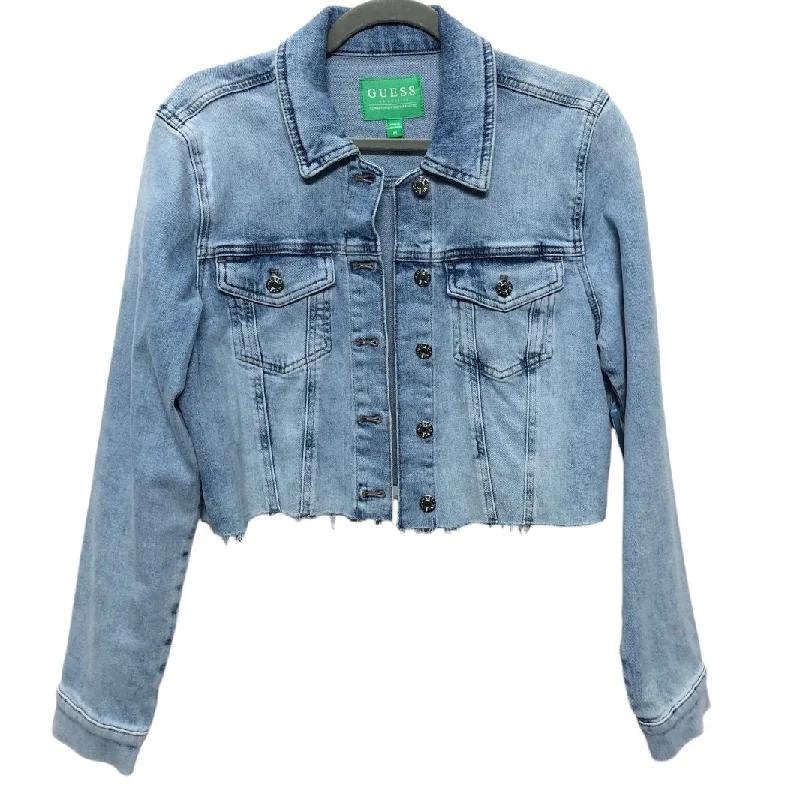 Jacket Denim By Guess In Blue Denim, Size: M