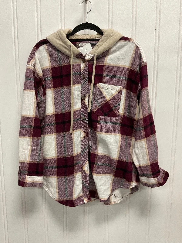 Jacket Shirt By Maurices In Plaid Pattern, Size: L