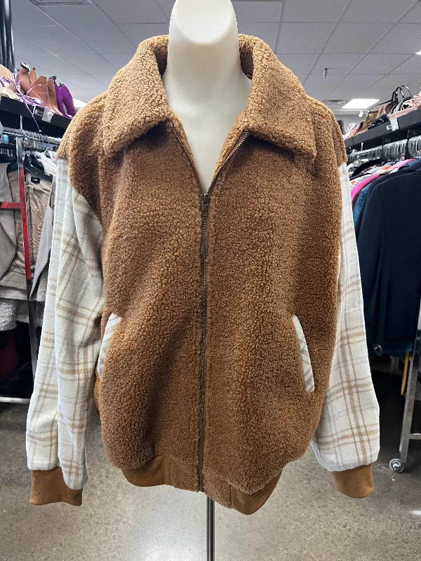 Jacket Faux Fur & Sherpa By Andree By Unit In Tan, Size: L