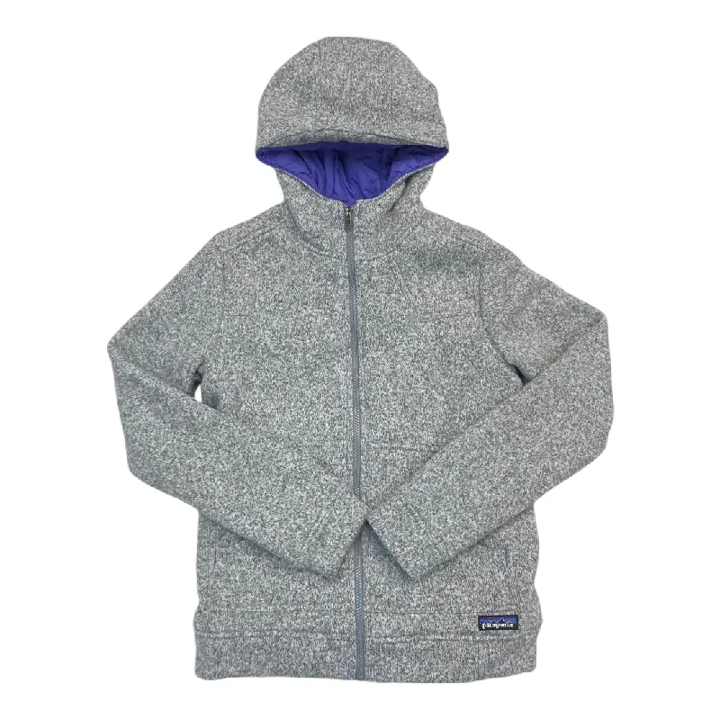 Jacket Fleece By Patagonia In Grey & Purple, Size: S