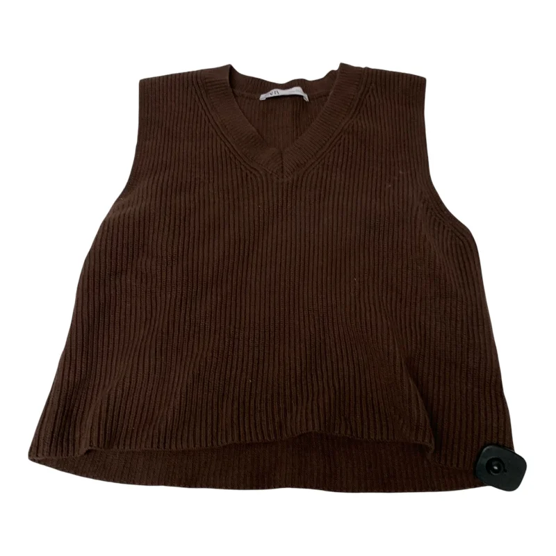 Vest Sweater By Zara In Brown, Size: L