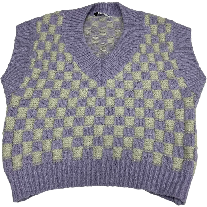 Vest Sweater By English Factory In Grey & Purple, Size: S