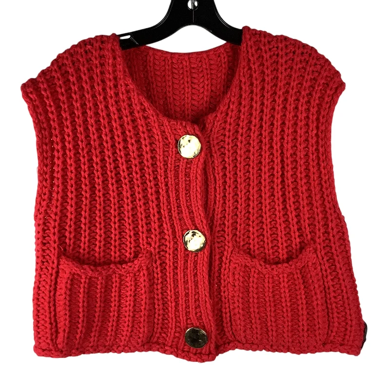 Vest Sweater By Clothes Mentor In Red, Size: M