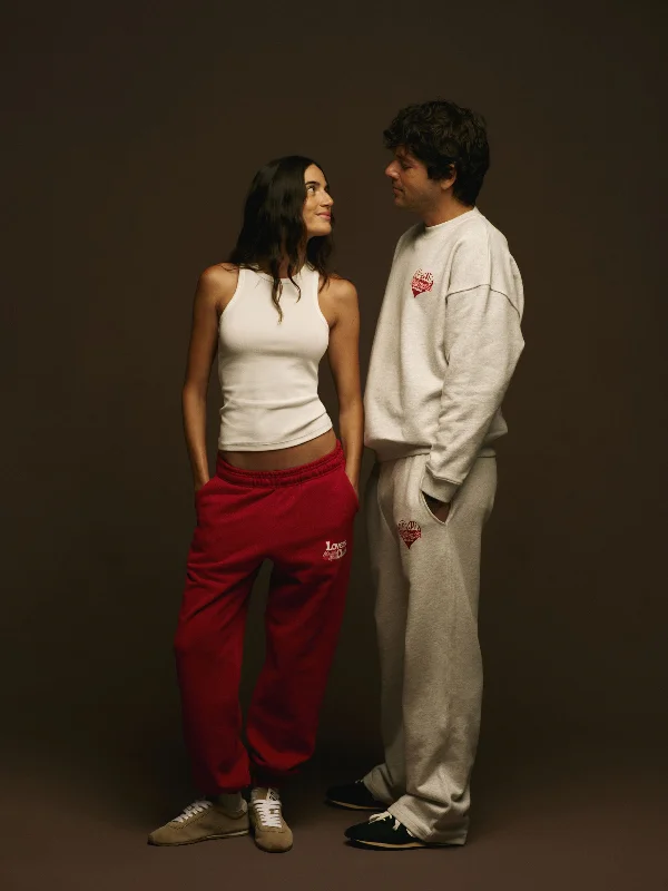 Lovers Club Straight Leg Sweatpants - Light Grey Melange