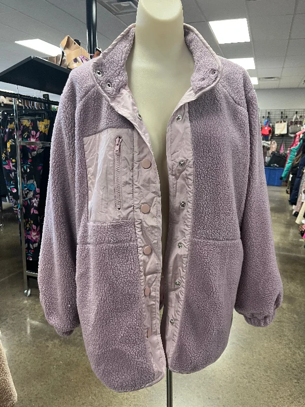 Jacket Faux Fur & Sherpa By Pink Lily In Purple, Size: L