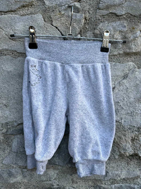 Grey velour Moomin pants  3-6m (62-68cm)